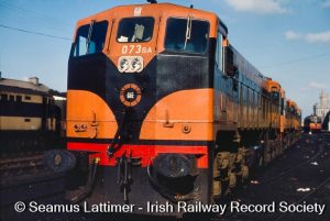 Locomotive 073 at Inchicore Works, Dublin, June 1985. ©Seamus Lattimer / Irish Railway Record Society